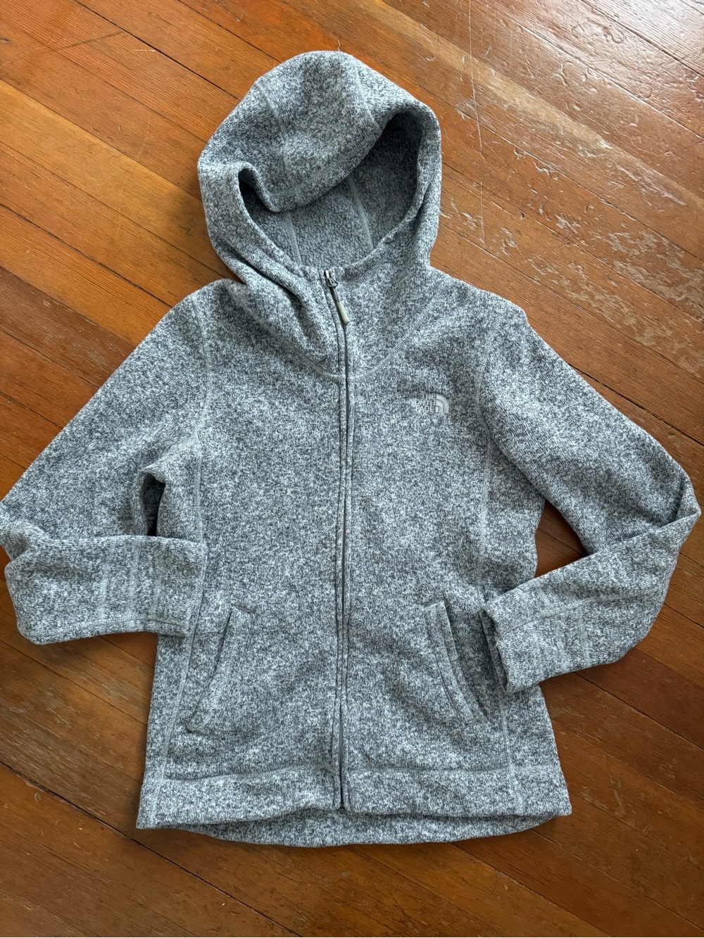 The North Face Women’s Heathers Gray Hooded Fleece Zip up Jacket